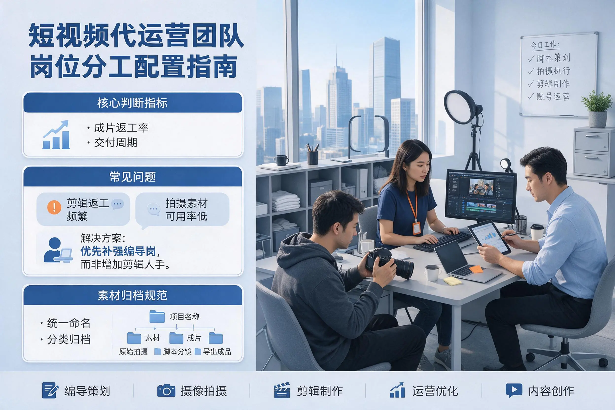短视频代运营团队如何配置?宜春企业岗位分工科普说明