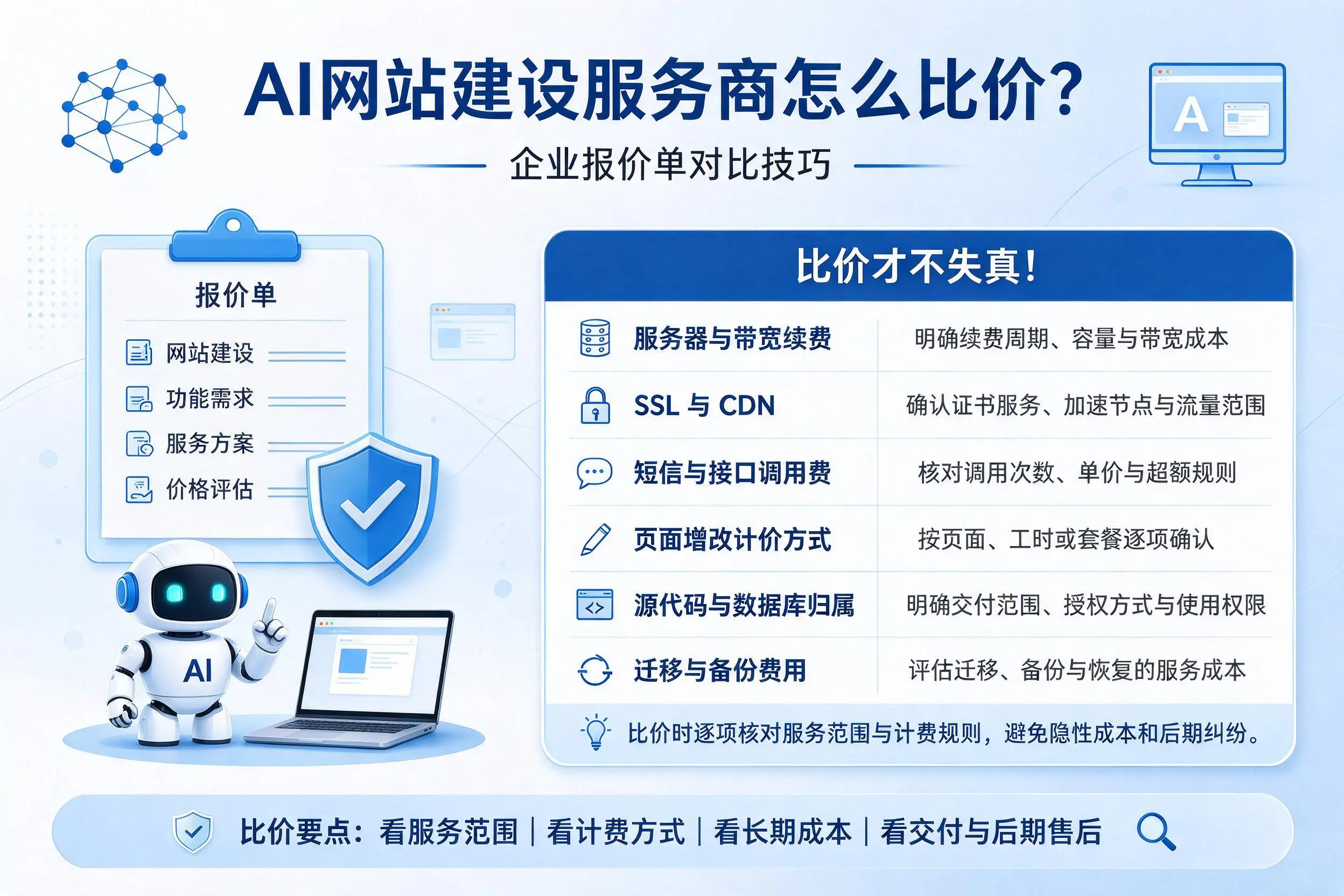 AI网站建设服务商怎么比价?宜春企业报价单对比技巧