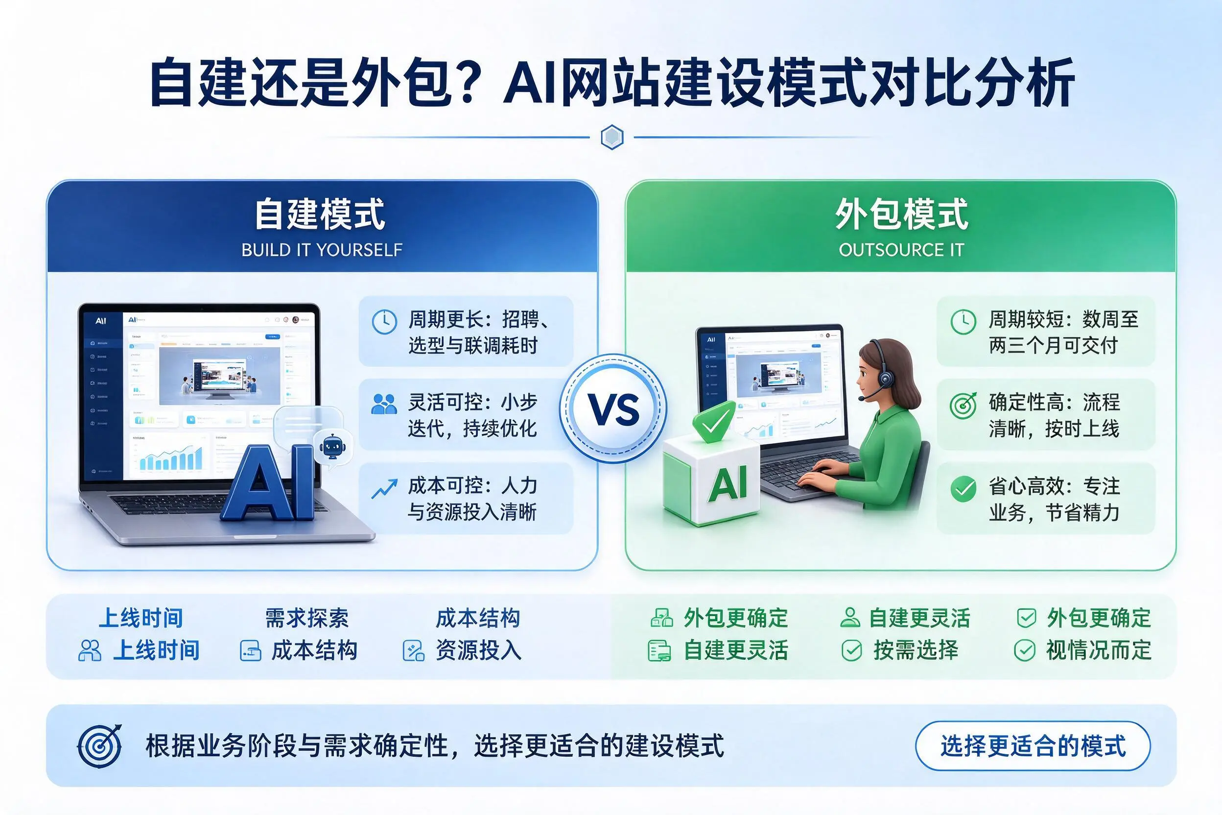 自建还是外包?宜春AI网站建设模式对比分析